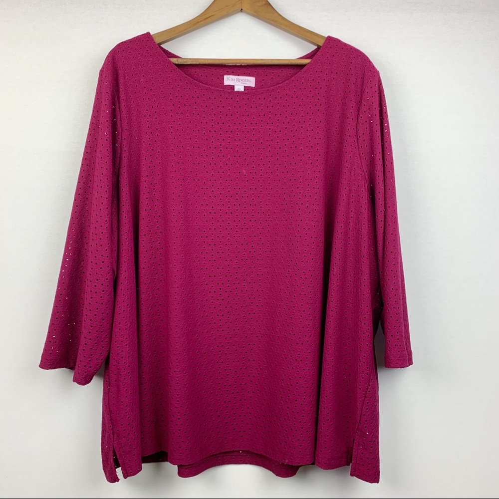 Kim Rogers Curvy 3X Pink Embroidered Cutout Lined